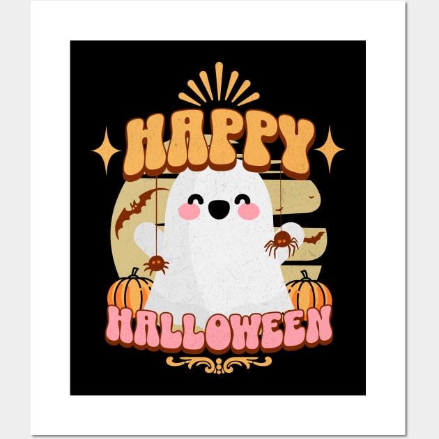 Happy Halloween Kawaii Ghost Wall Art by Norse Magic